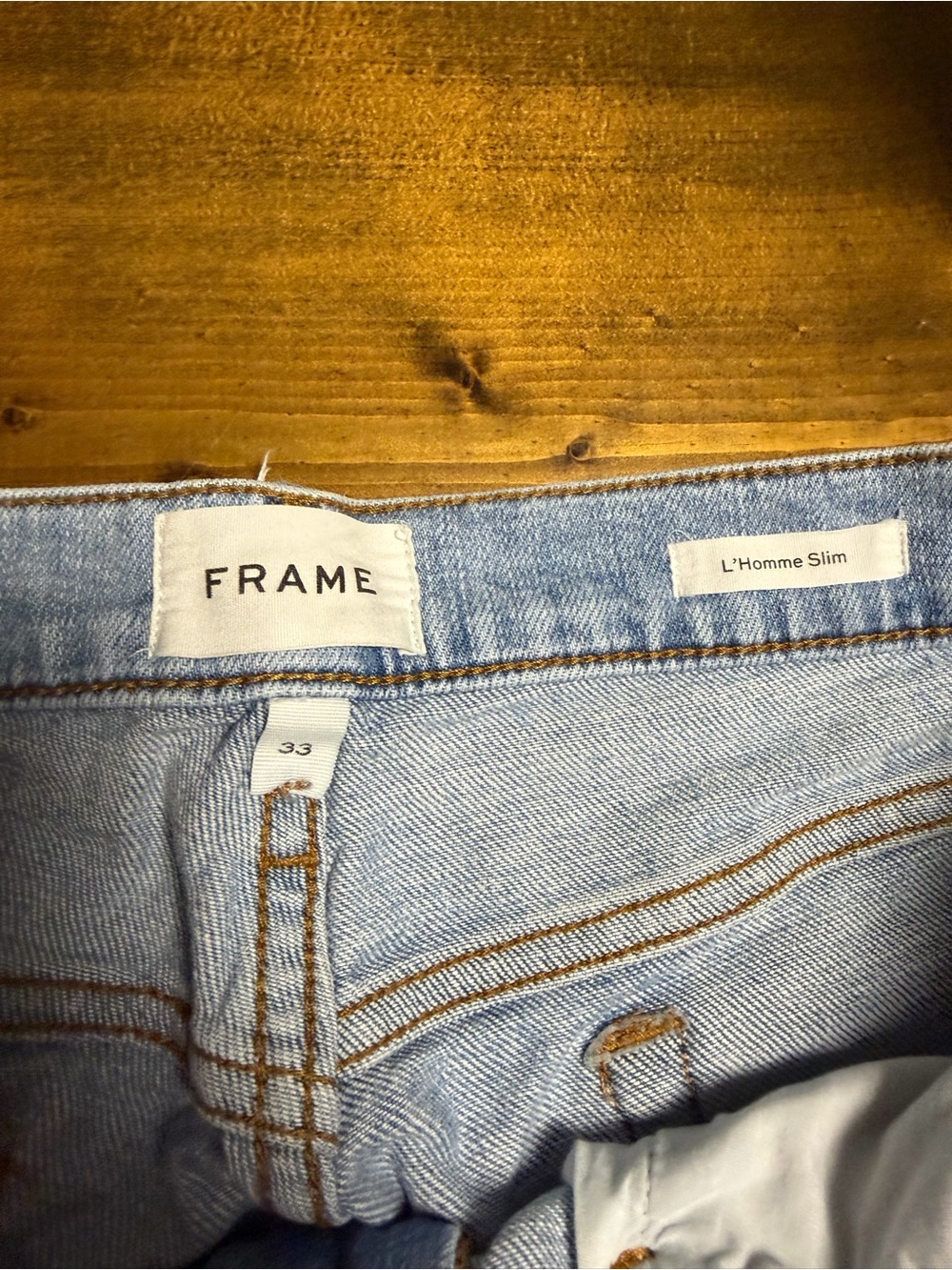FRAME L'Homme Slim Men's Jeans Size 33 Light Wash Blue Denim